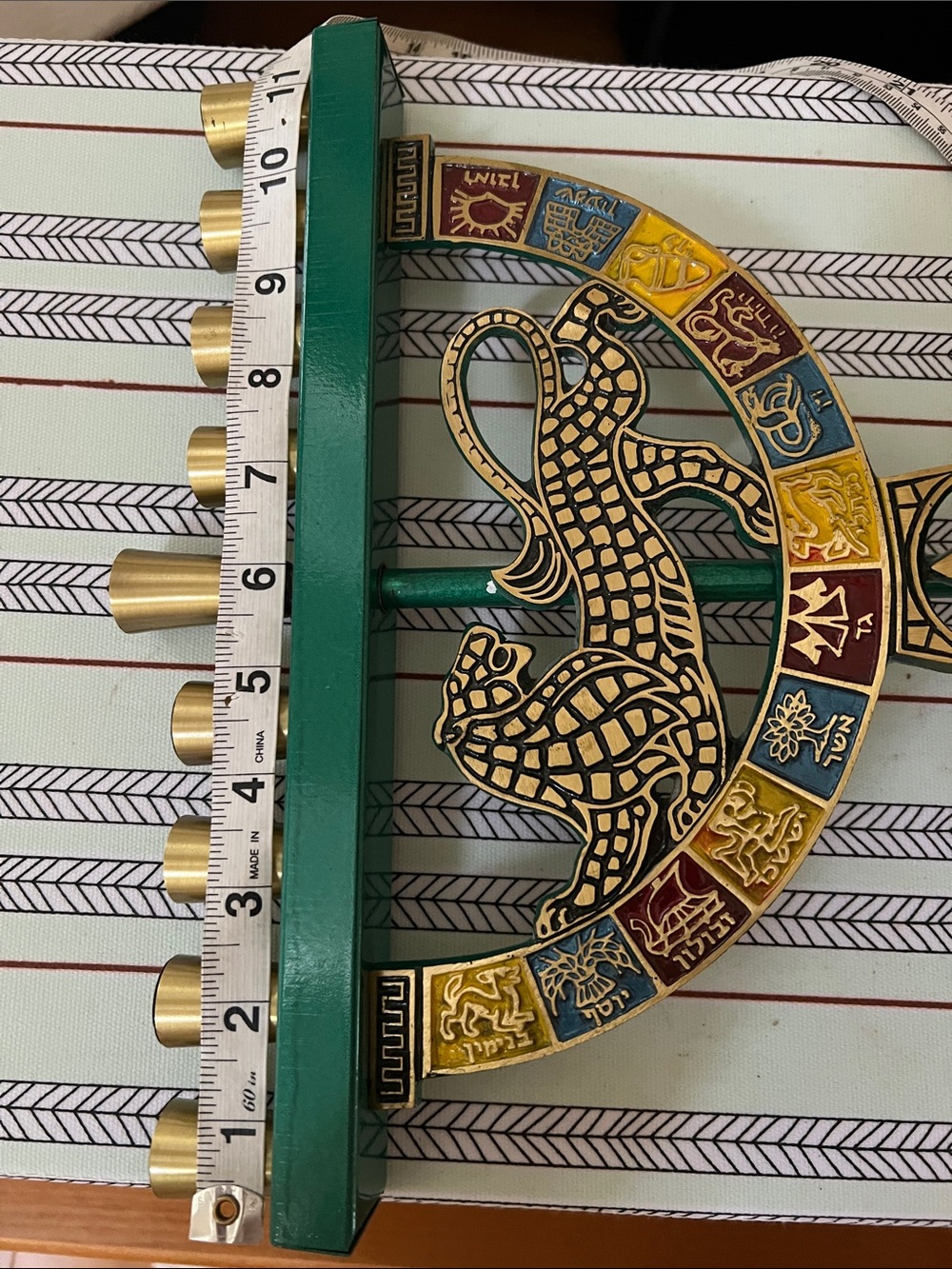 Vintage Electric Menorah Oppenheim Israel Lion 12 Tribes - Picture 7 of 8